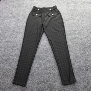 Butterfly by Maze Collection Plaid Pants Slim Leg Pull On Grey Black Small Women